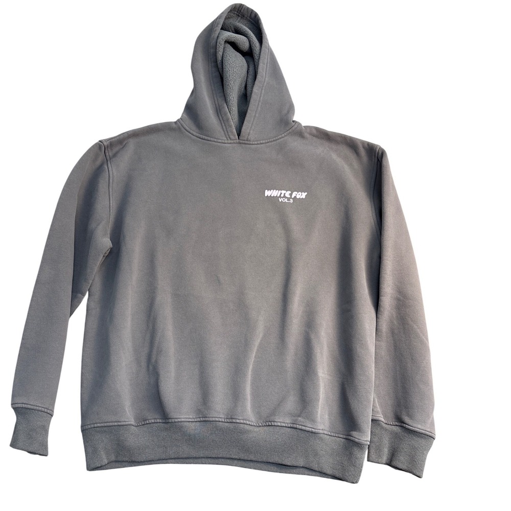 White Fox Vol. 3 Hoodie Charcoal Grey Pink Graphic Oversized Sweatshirt M/L